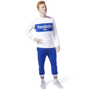 Bluza Męskie Reebok Training Essentials Linear Logo Białe PL 92BCKFZ